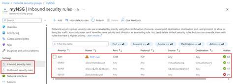 Azure Network Security Group rules
